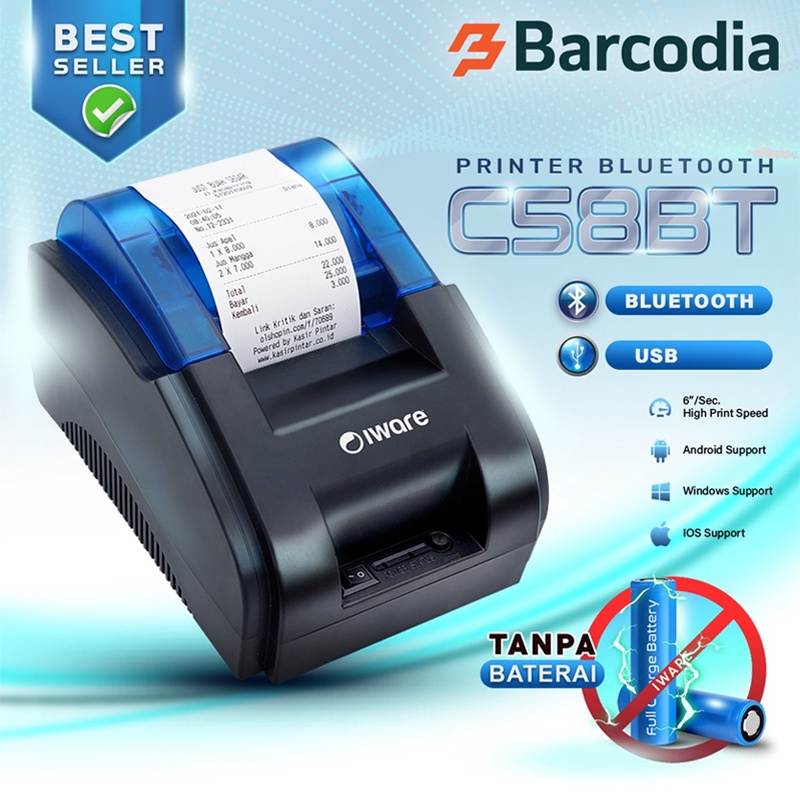 PRINTER Bluetooth C58BT UNTUK KASIR/PPOB THERMAL 58MM SUPPORT ANDROID (USB+BLUETOOTH)