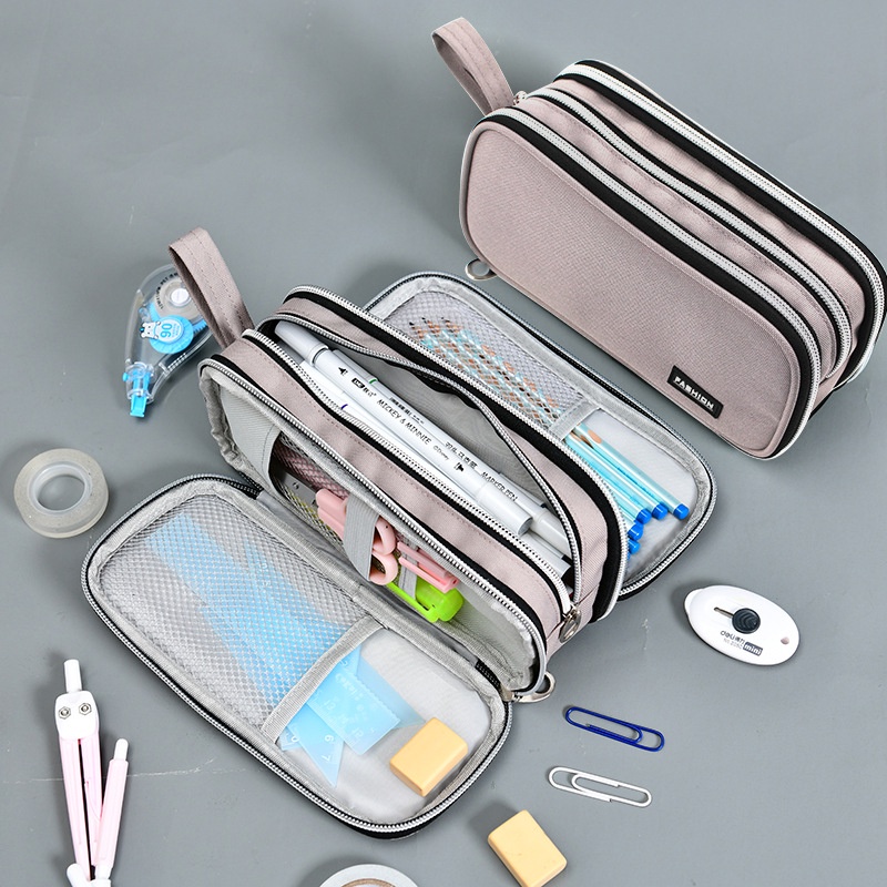 

Canvas Pencil Case Three Sides Large Capacity Pen Bag Storage Pouch Stationery for School Students