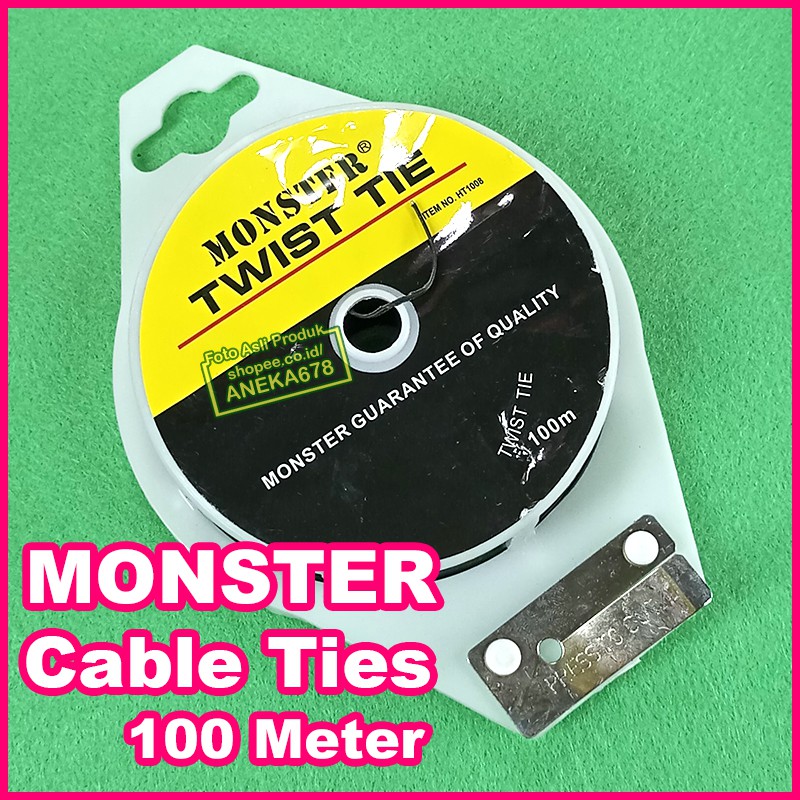 MONSTER CABLE TIES PENGIKAT KABEL SERBAGUNA 100M TWIST TIE KAWAT ROLL