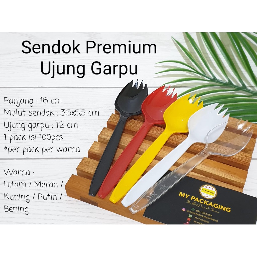 NEW !!! Sendok Plastik Ujung Garpu PREMIUM 100pcs