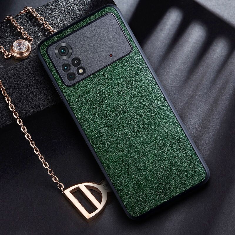 POCO M4 PRO 4G CASING LEATHER CASE PREMIUM LEATHER COVER SOFTCASE SILICONE AIORIA - BLACK