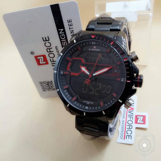 New Jam Tangan Pria Naviforce 9133 Black Red