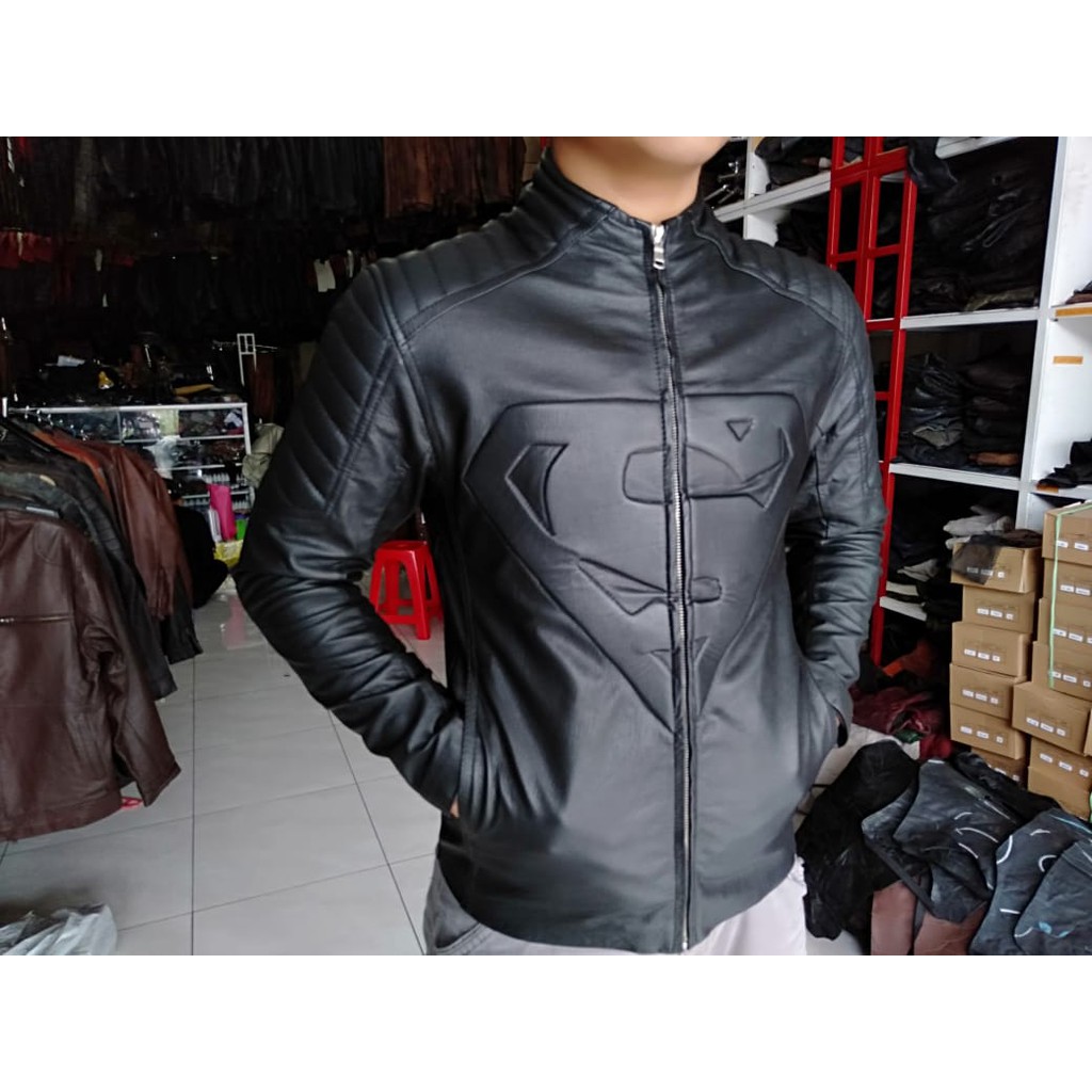 Jaket Kulit Asli Pria Superman Elegant Brownie ARL Silverstone