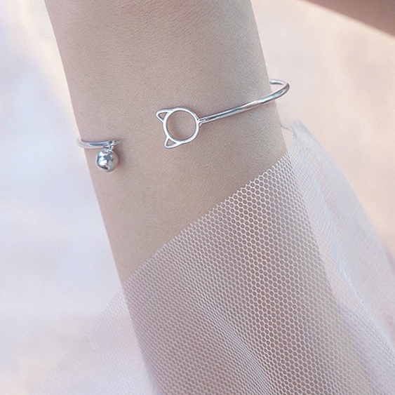 Forest Fairy Cat Bell Bracelet Female Simple Cold Wind Ring Round Line Open Bracelet 210807