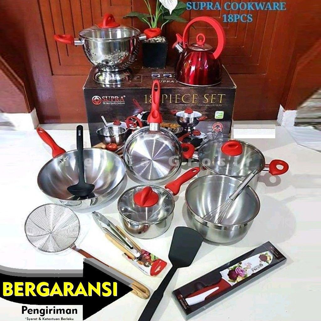 Panci set supra 18 pcs rosemary piece stainless stell lengkap terjamin aman ✔