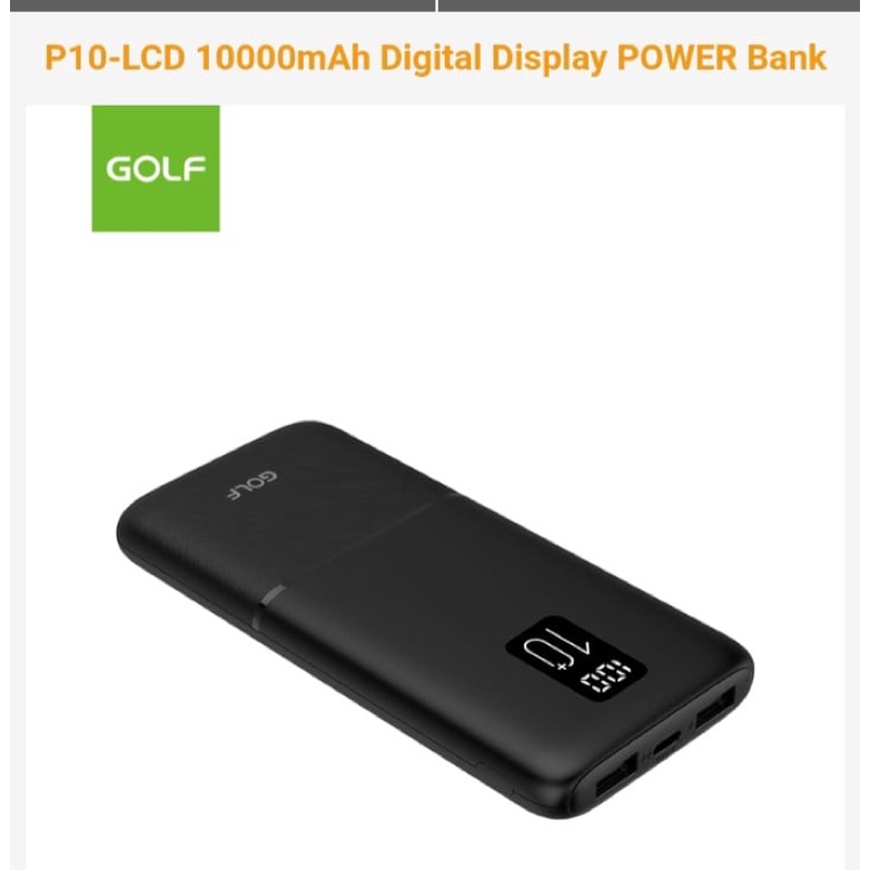 POWERBANK GOLF P10 LCD PD+QC 22.5W 10.000 MAH REAL CAPACITY FASTCHARGING PROMO SEN