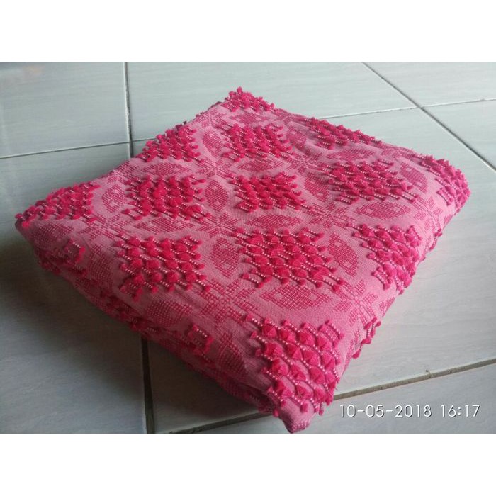 Kain tenun songket Baron bulu pink dan ungu terbaru