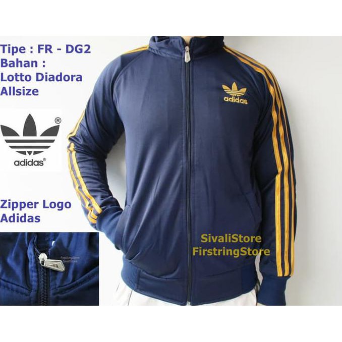 New Style Jaket Adidas Tracktop U002F Firebird Strip Gold Training U002F Motor Murah - Navy, Xl