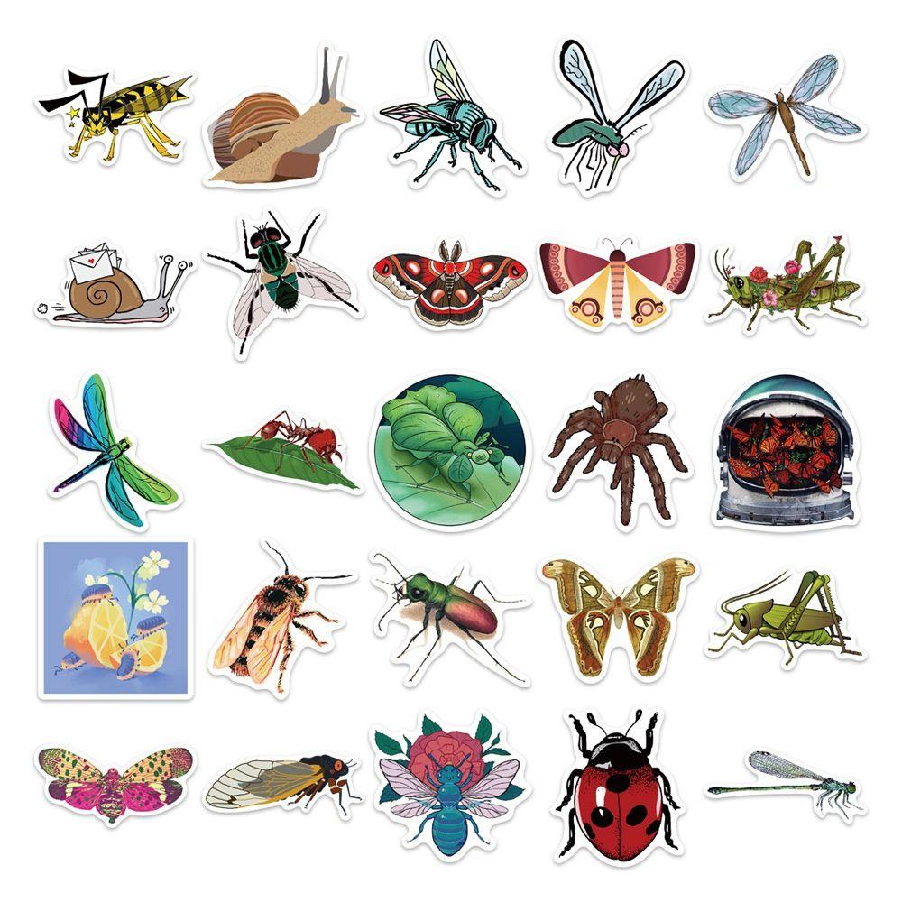 Agustina Kartun Stiker Serangga 50Pcs/Lot Multi Use Laptop Decals Skateboard Stiker Poster