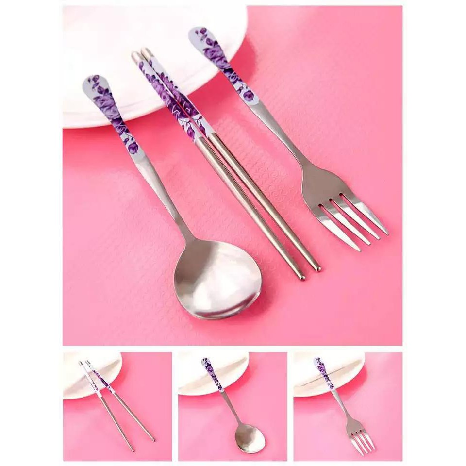 MurmerOfficial R050 Sendok Garpu Sumpit Set 3 in 1 Makanan Stainless Steel Souvenir Nikah