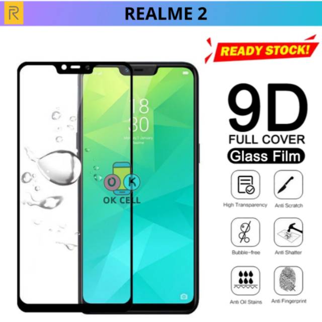 TG Anti Gores Kaca Layar Realme 2 Tempered Glass 9D Full Screen Protector Pelindung Cover Premium