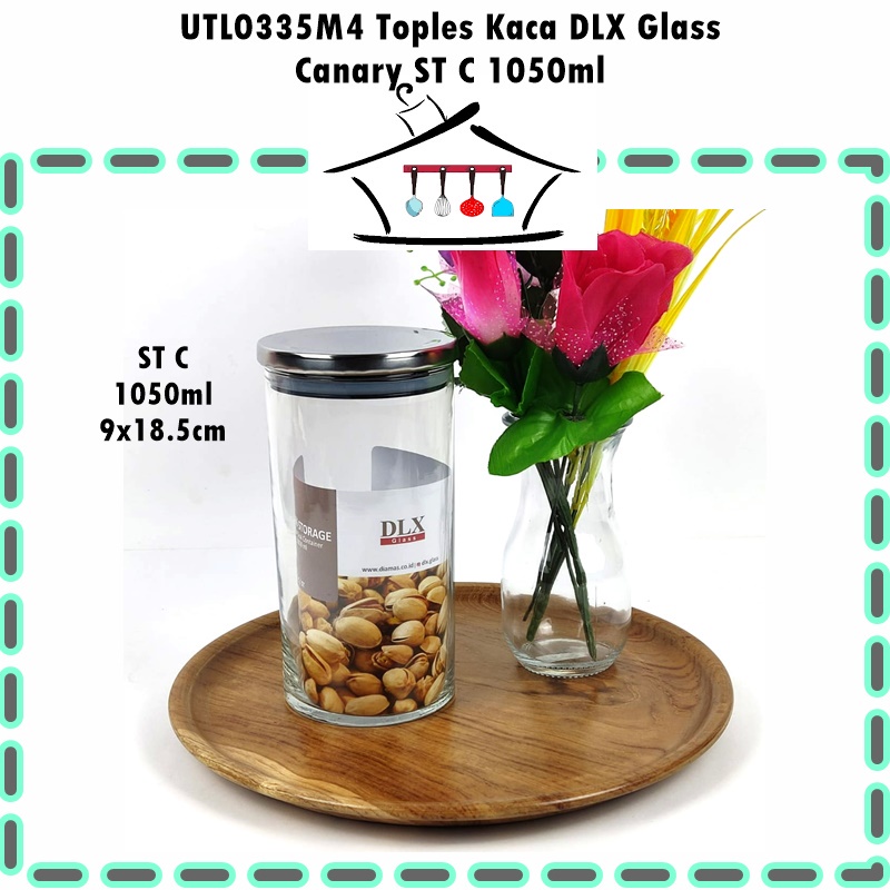Toples Kaca/Penyimpanan Makanan DLX GLASS Canary C/Canary ST C 1050ml Uk. 18.5cm