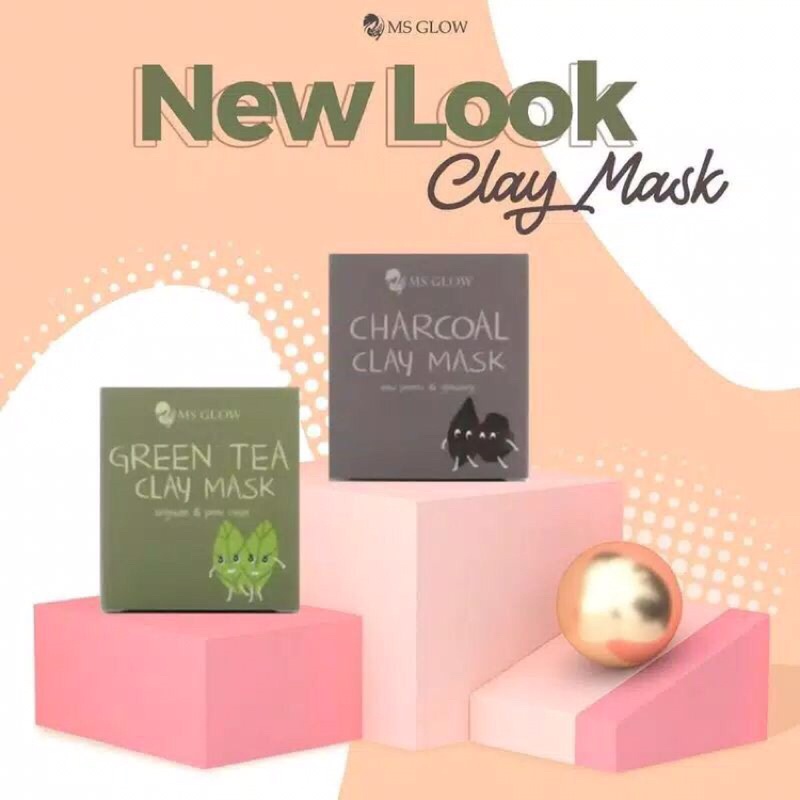 MS GLOW Clay Mask / Clay Mask Green Tea / Clay Mask Charcoal