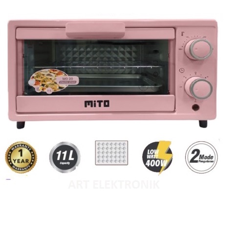 Oven Mini Mito MO 20 Kapasitas 11 Liter Oven Mito Oven Kecil Listrik Oven Panggangan Oven Pink Putih