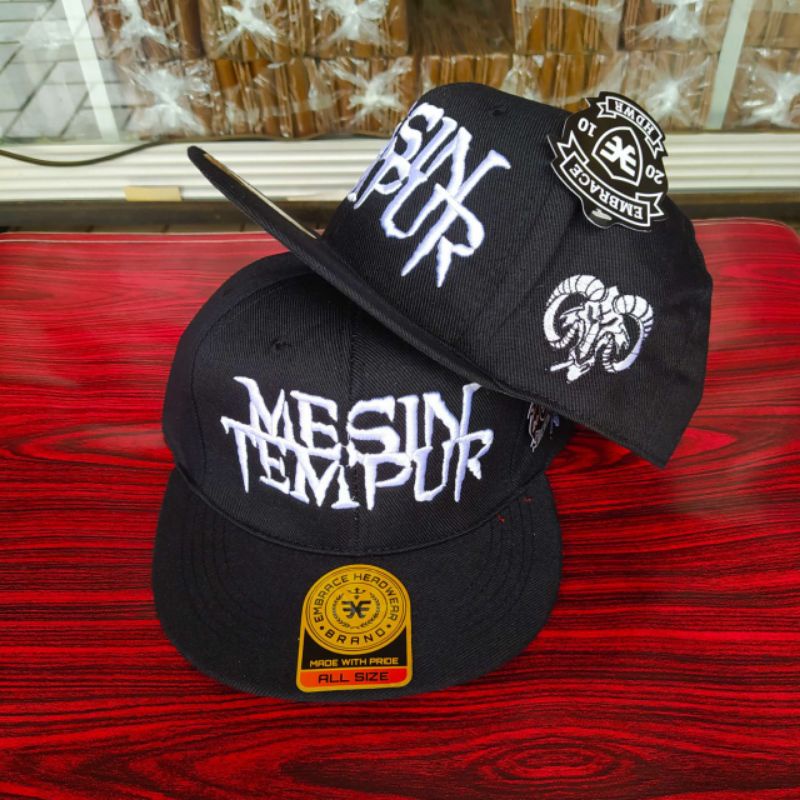 Topi Snapback metal distro pria Bordir Mesin tempur