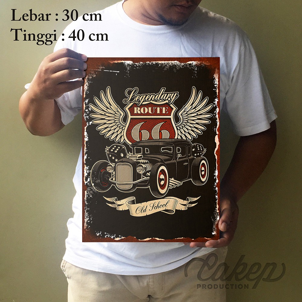 Legendary Route 66 Poster Kayu Dekorasi Pajangan Dinding Walldecor Wallpaper