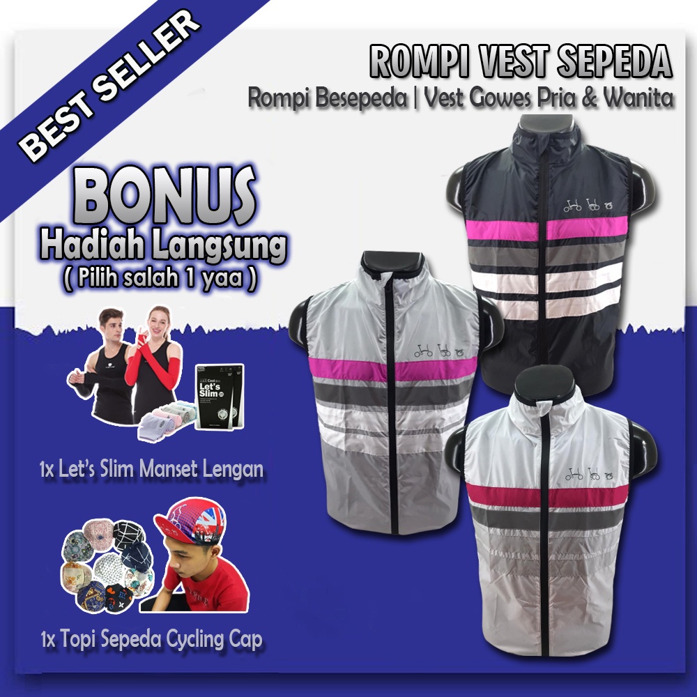 Rompi Sepeda Lipat Gowes Vest Pria Wanita Windbreaker Jacket Gilet