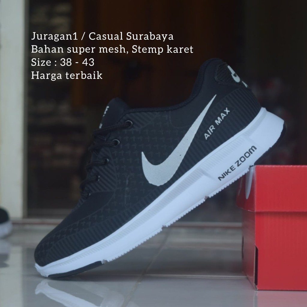 BELI 2 ONGKIR 1 !!! Sepatu Nike Airmax Grade Ori Hitam Putih - Pria Wanita