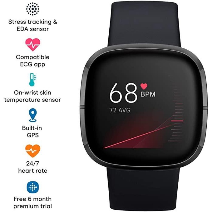 Fitbit Sense Advance Smartwatch Original With ECG SpO2