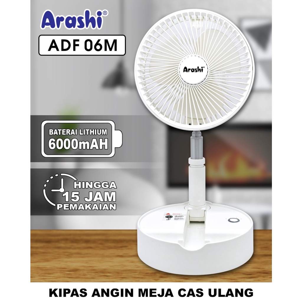 Arashi Kipas Angin Portable Emergency 6 Inch AC/DC ADF 06M