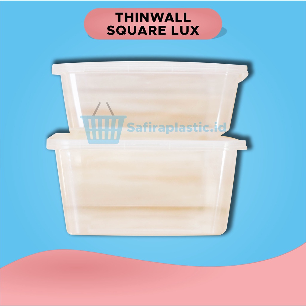 Thinwall Square Merk LUX | Box Kotak Makan 1000 ml Tepak Makanan Box Plastik  Box Salad Box Catring