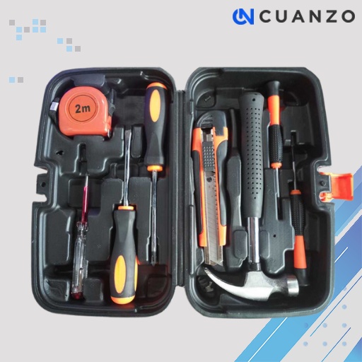 Alat Set Perkakas Palu Obeng Cutter Meteran 8 in 1 / Set Perkakas Rumah Tukang Bangunan Kayu Bengkel Terkiro / Alat Peralatan Tukang Pertukangan Perkakas Bangunan Kayu Listrik Multifungsi Lengkap / Tool Set / Paket Palu Obeng Kembang Pipih Tespen Cutter