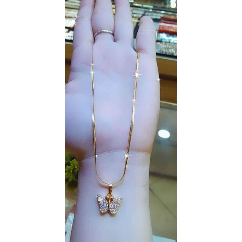 set perhiasan dewasa kalung+liontin  bahan dasar emas muda kadar rendah berat 6,5gram