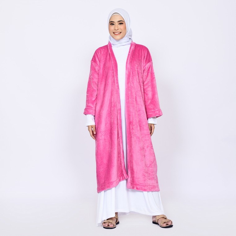 JAKET KIMONO  OUTER MANTEL SELIMUT BATHROBE ZAHRA SIGNATURE MANTEL PINK BARBIE