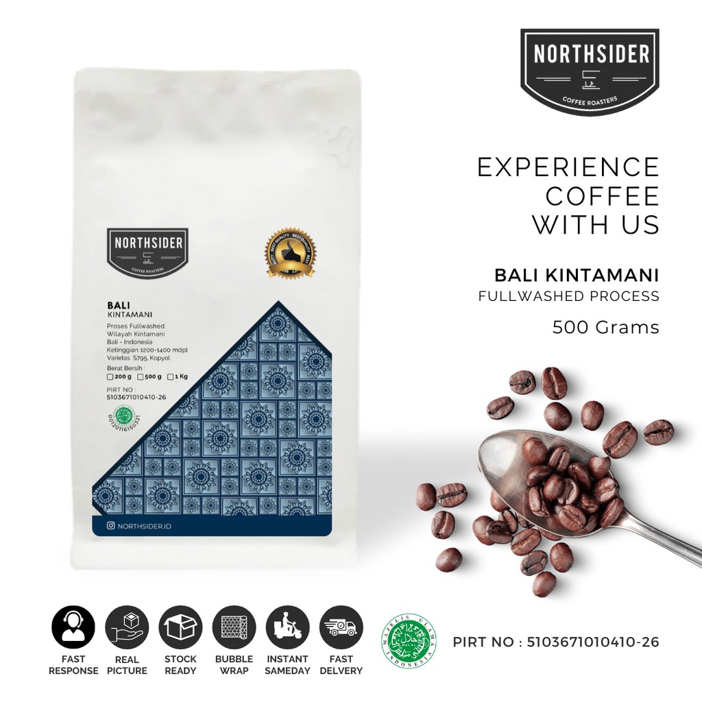 BIJI KOPI ARABIKA BALI KINTAMANI WASHED - 500GR NORTHSIDER COFFEE