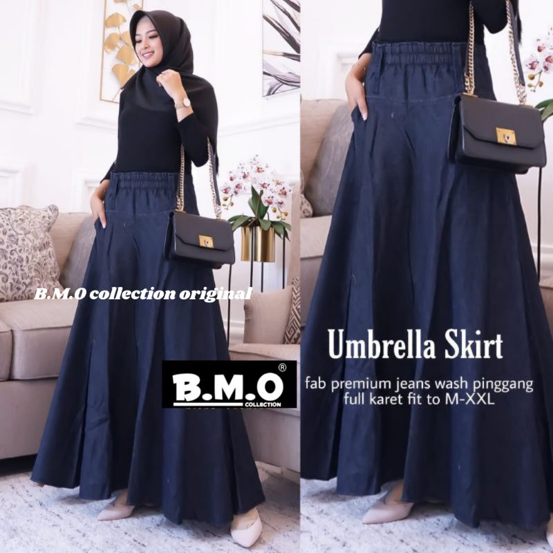 bawahan rok jeans denim payung bawah klok jumbo wanita terbaru