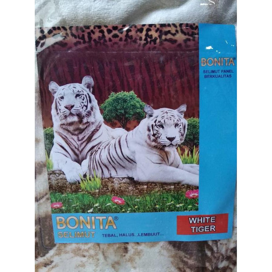 Selimut Bonita White Tiger Blanket Pasangan Harimau Putih Loreng Hitam Order Segera Shopee Indonesia