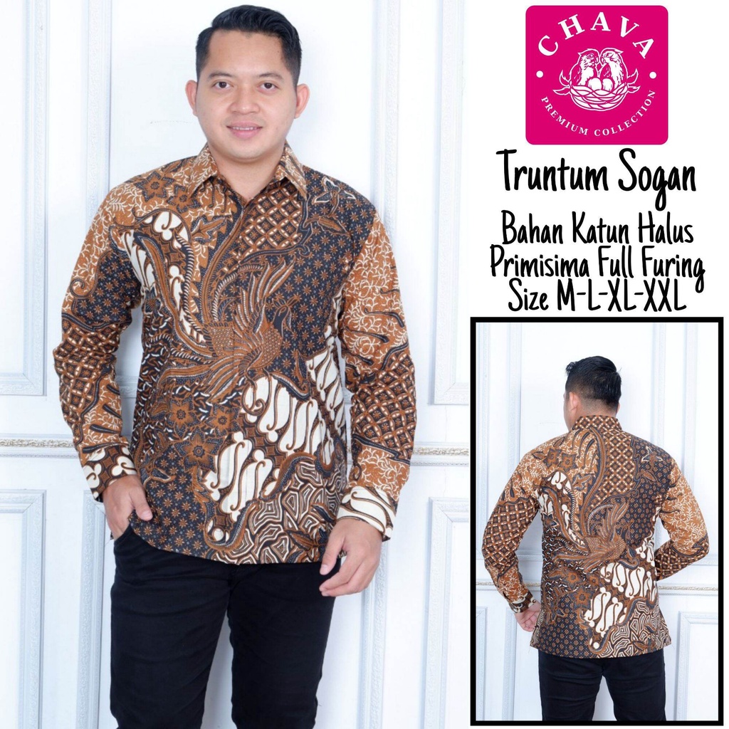 Kemeja batik pria terbaru/Batik lengan panjang terbaru/baju batik panjang pria/batik warna coklat