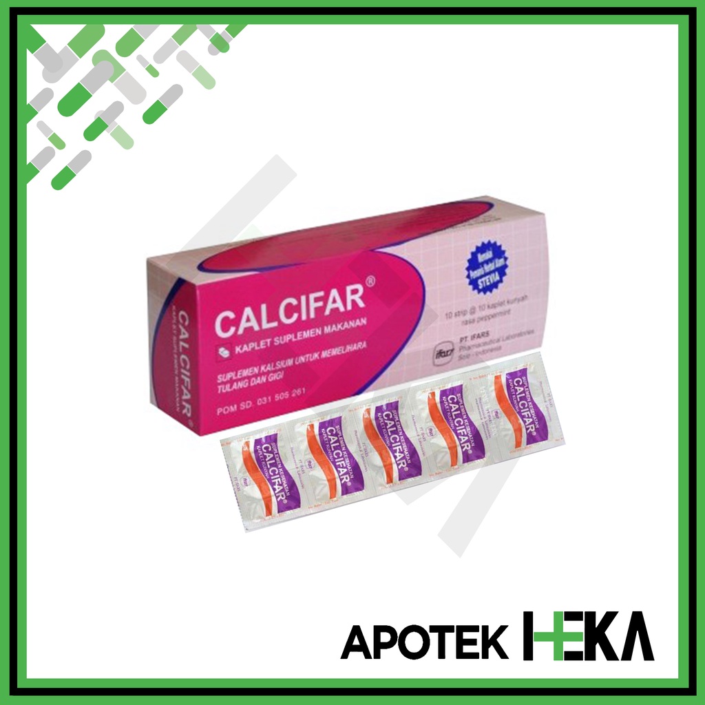 Calcifar Kaplet Kunyah Chewable Box isi 10x10 - Suplemen Kalsium (SEMARANG)