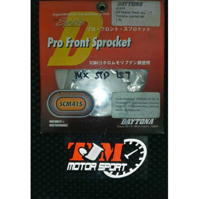 GEAR DEPAN JUPITER MX 4S DAYTONA 428x15T GEAR DEPAN FIZR/JUP Z 428X14T
