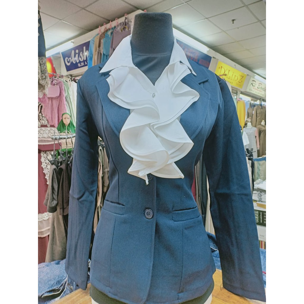 Atasan Blus Blazer kancing satu Dan dua Wanita