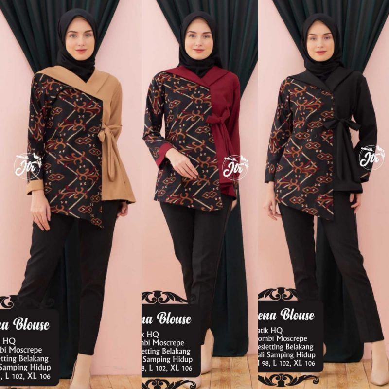 Zenna Blouse _ Atasan batik wanita kerja modern dan termurah.