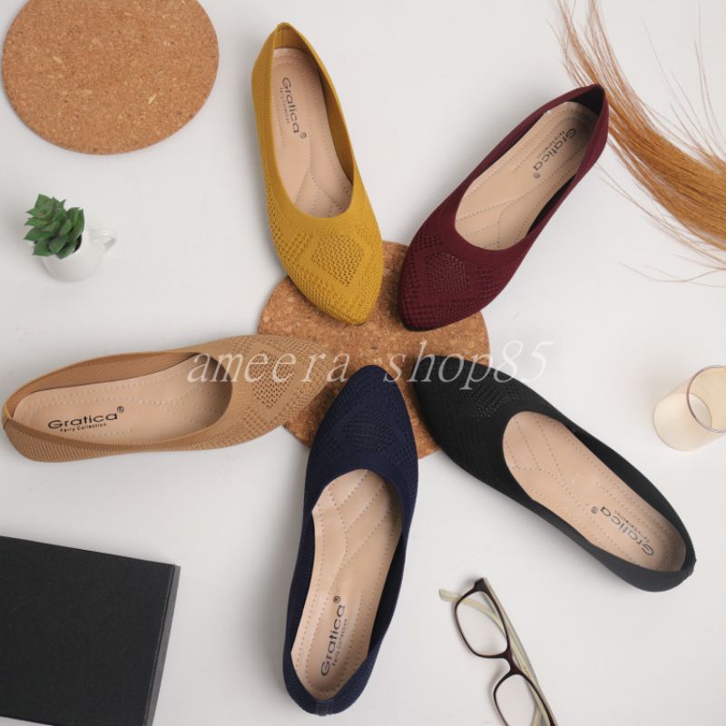 Flatshoes sepatu Wanita kekinian Rajut import Gratica AW092