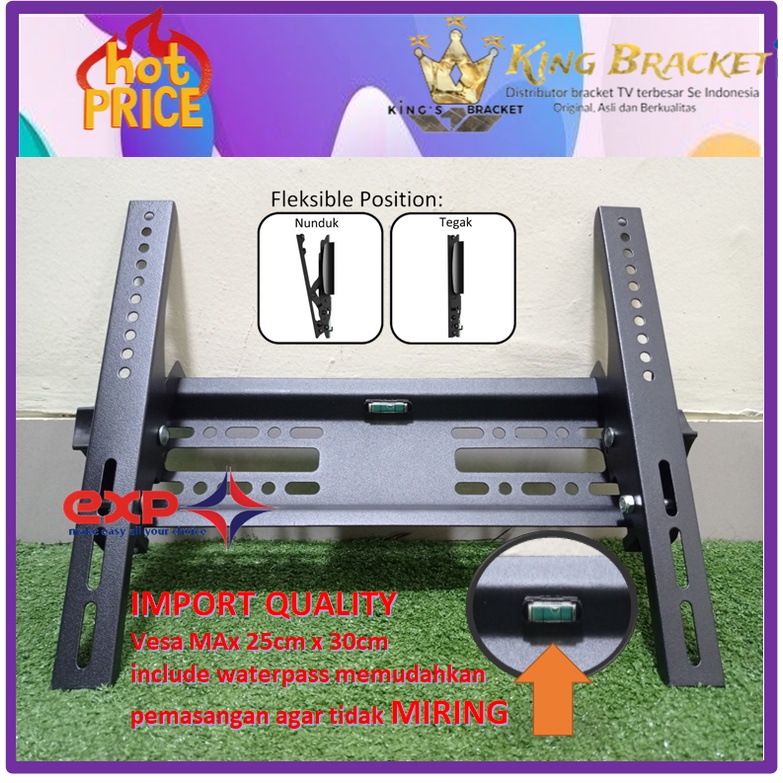 Bracket TV HISENSE 21&quot; s/d 43&quot; waterpass GARANSI 100% COCOK!!! IMPORT QUALITY