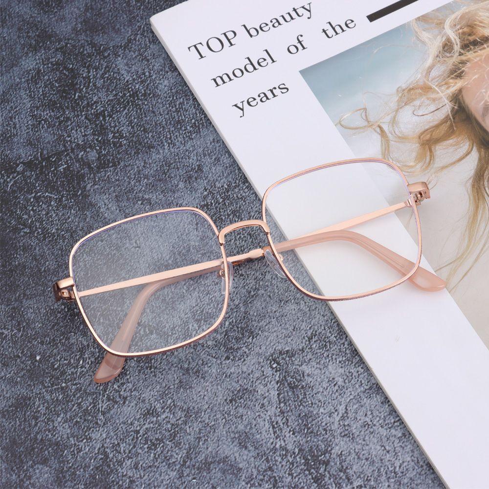 Lily Vintage Square Myopia Glasses Vision Care Wanita Fashion Perlindungan Radiasi Berlian Studded Eyewear