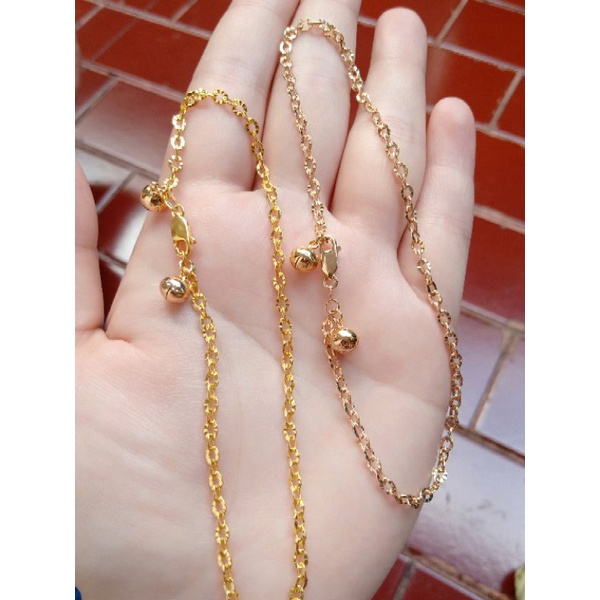 Gelang kaki nori ukir mainan silver 925 import / perhiasan perak 925 berlapis emas