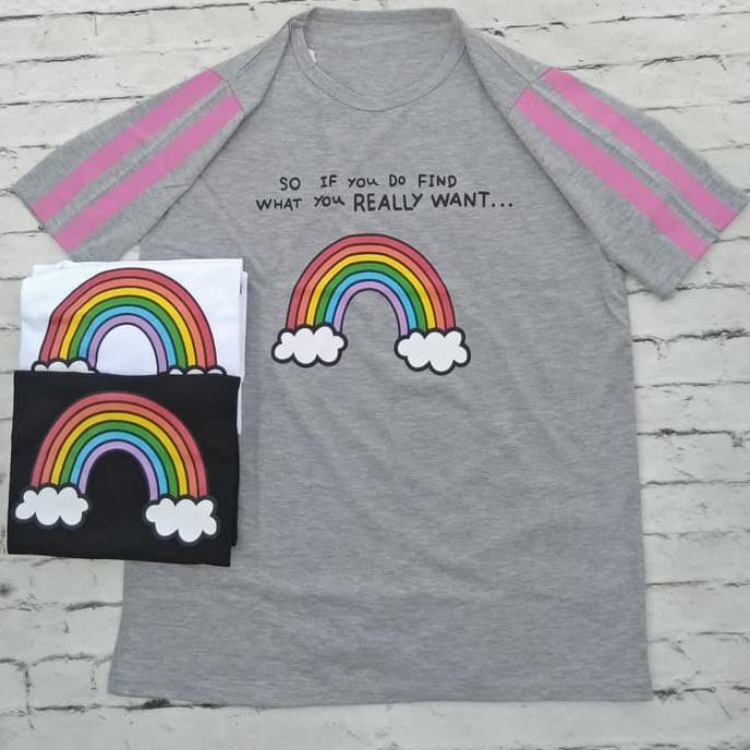 Top Tterlaris Kaos Jumbo Rainbow Stripe Xxxl Oreenjy Cupcake - Putih