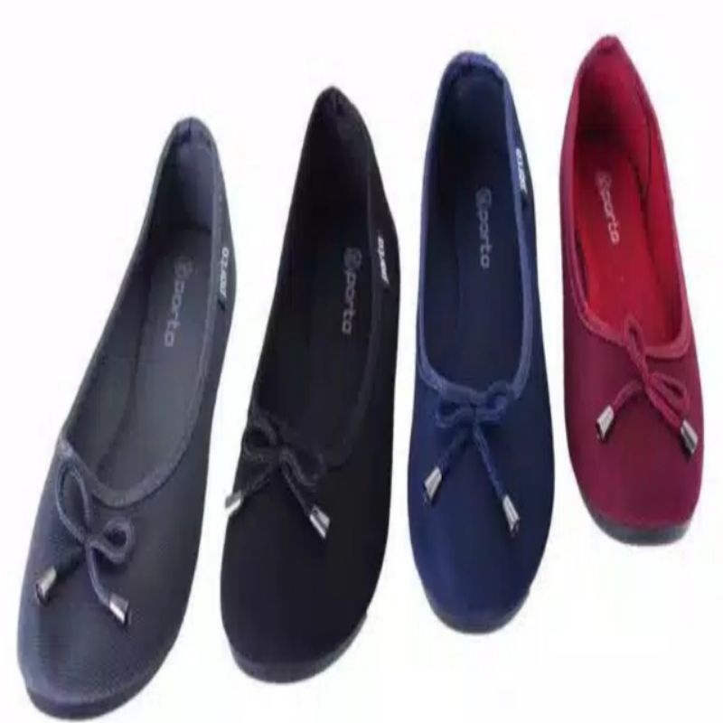 Porto - Sepatu Wanita Flatshoes Balet Kain Nyaman Empuk Simple Pita