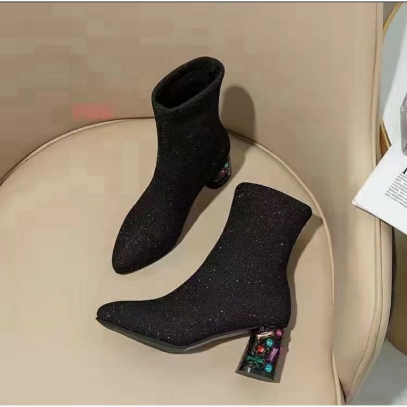sepatu boots wanita | boots hak | boots Glitter|boots korea