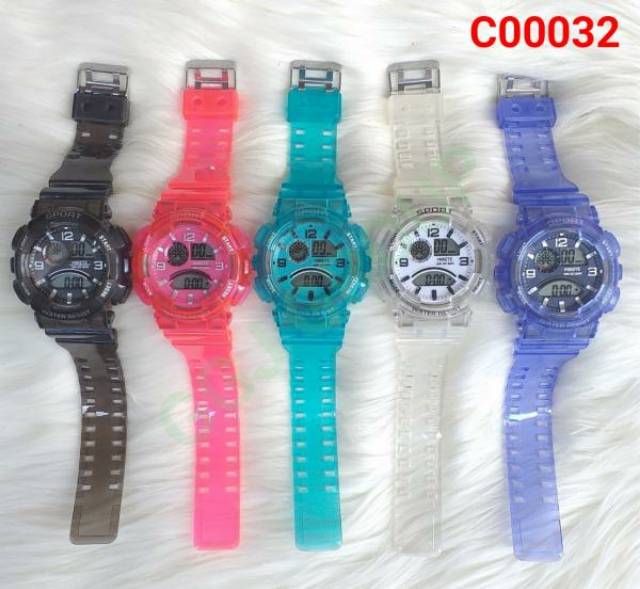 ( C032 ) JAM TANGAN SPORT DEWASA / WATER RESISTANT 3 ATM / TAHAN AIR