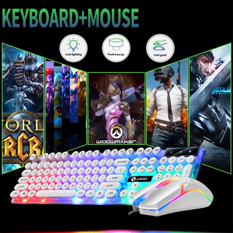 Keyboard Mechanical Computer Set RGB Gaming Mouse Dan Keyboard USB Cable RGB GTX300 Led