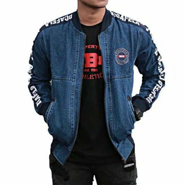 [COD] JAKET JEANS DENIM ROCAFELA TAPING/ JAKET JEANS LIST ROCAFELA / JAKET JEANS PRIA