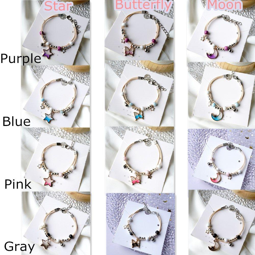 R-flower Butterfly Bracelet BFF Bell Beads Hadiah Teman Liontin Yang Dapat Disesuaikan