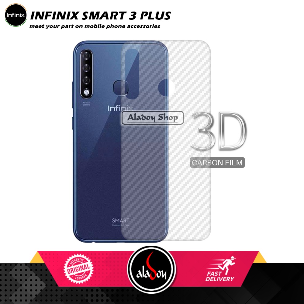 Tempered Glass Infinix Smart 3 Plus PAKET 3 IN 1 Tempered Glass Layar + Te&lt;pered Glass Camera dan Skin Carbon