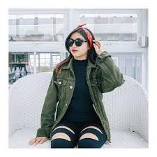 Jaket Jeans Denim Oversize Hijau Army Cewek Wanita