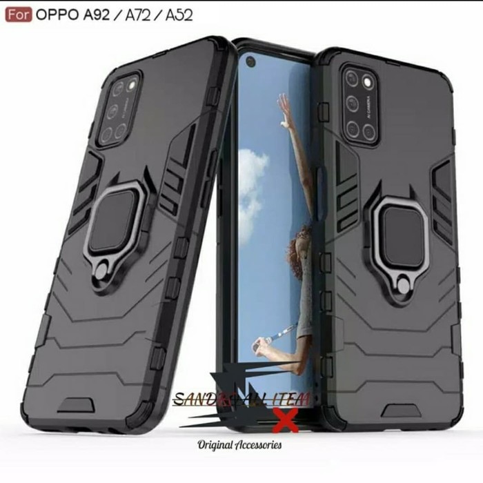 CASE OPPO A92 A52 CASE IRON ARMOR RING OPPO A92 A52 2020 Hitam